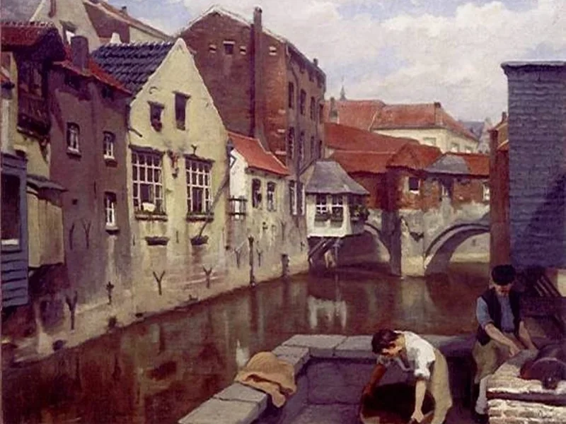 1834-Léopold Speekaert - Ex lavatoio sul fiume Senne, Municipio di Saint-Gilles.